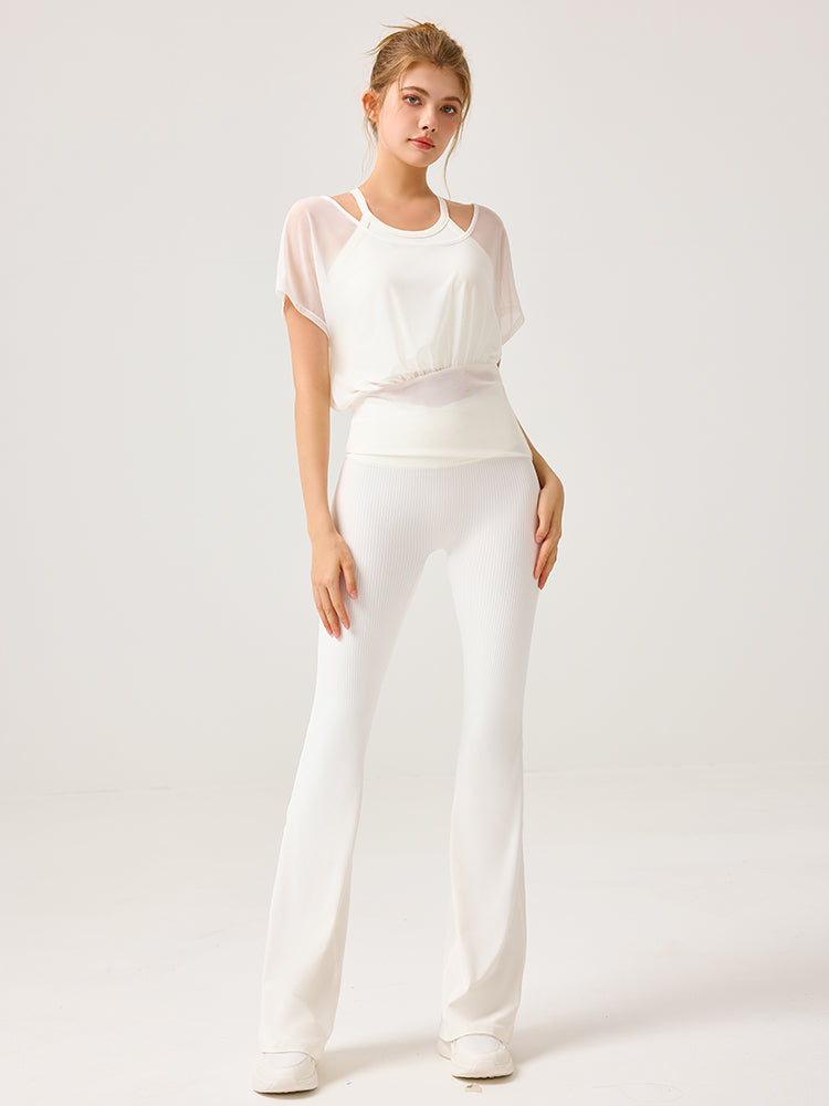 吸湿速乾 スポーツブラ+半袖メッシュTシャツセット