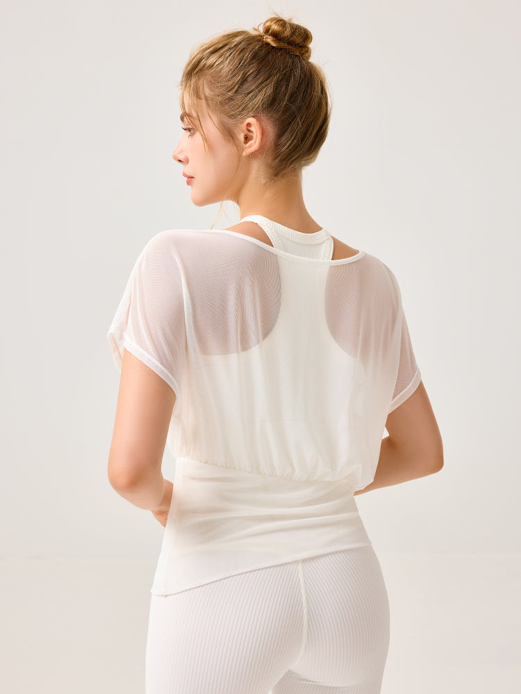 吸湿速乾 スポーツブラ+半袖メッシュTシャツセット