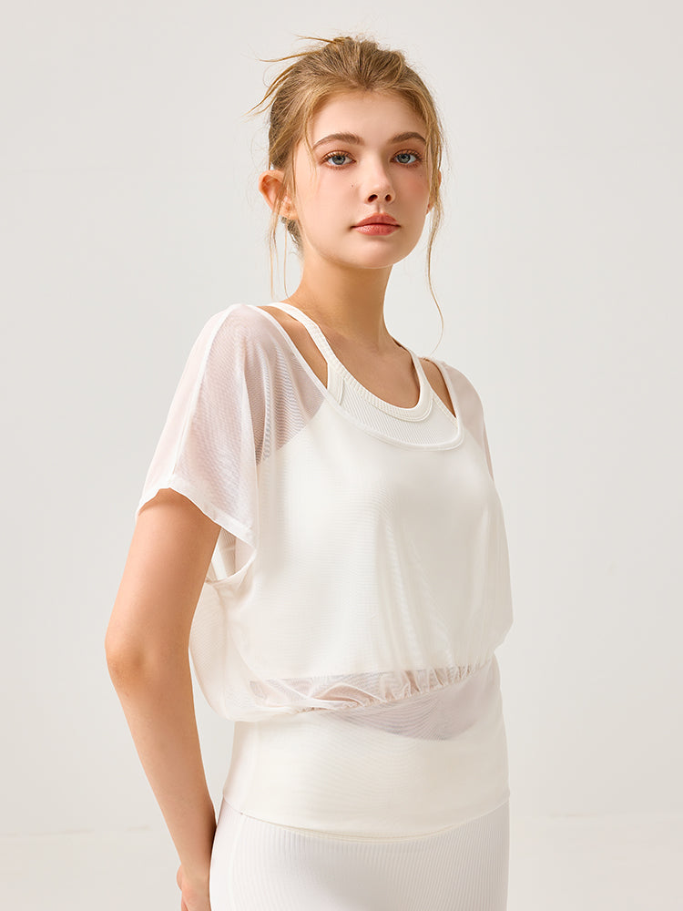 吸湿速乾 スポーツブラ+半袖メッシュTシャツセット