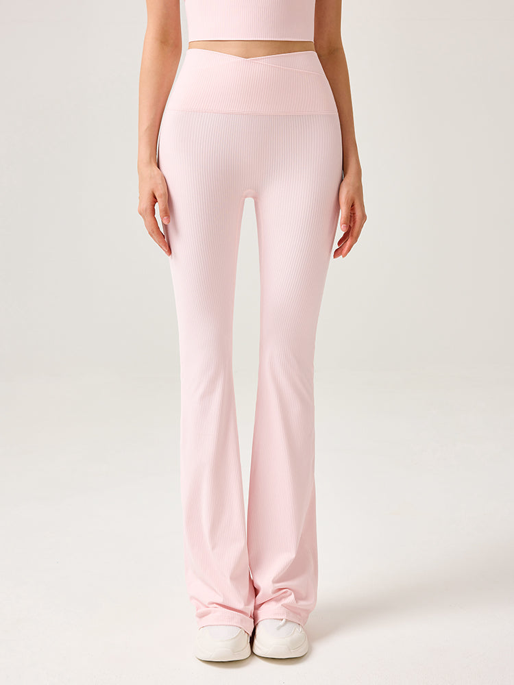 ハイウェスト リブ フレアレギンス