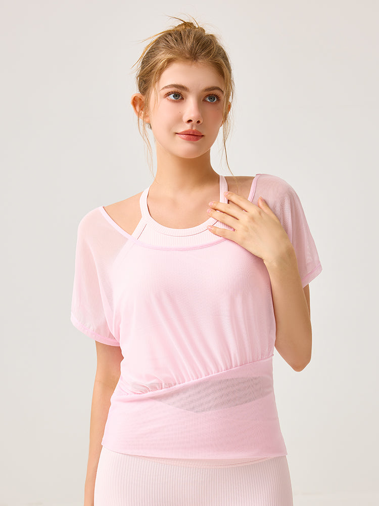 吸湿速乾 スポーツブラ+半袖メッシュTシャツセット