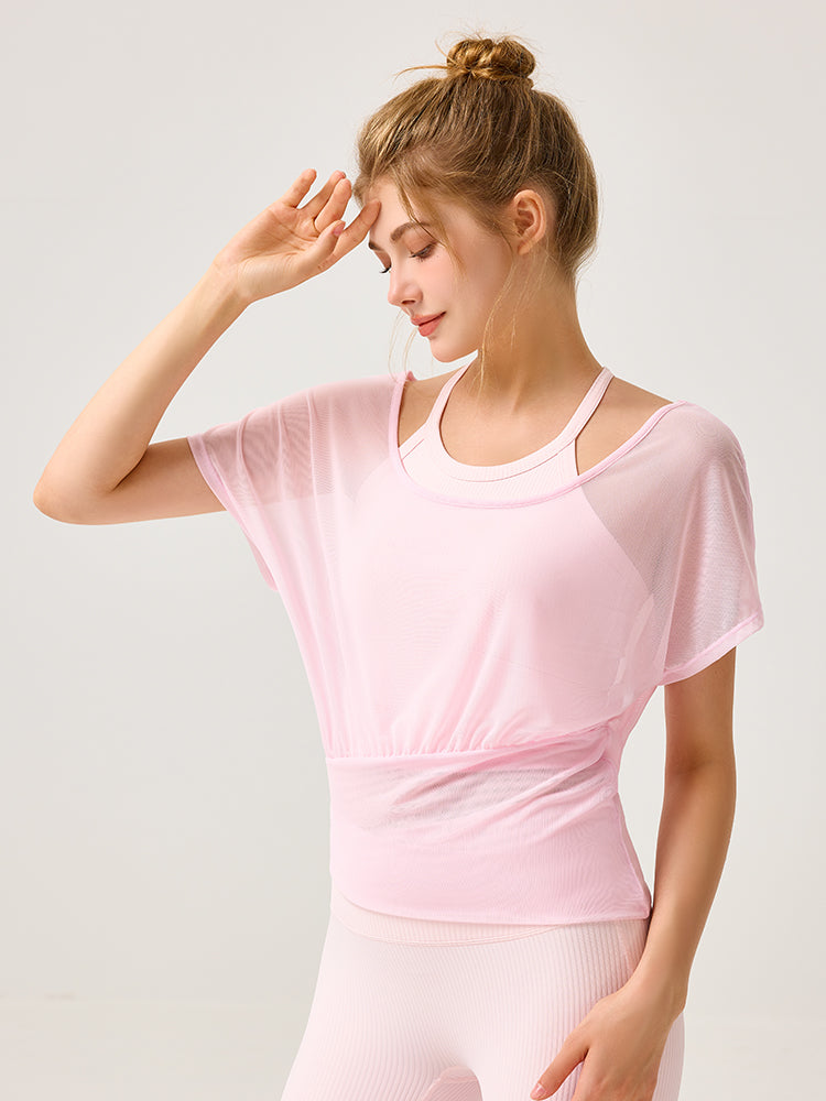 吸湿速乾 スポーツブラ+半袖メッシュTシャツセット