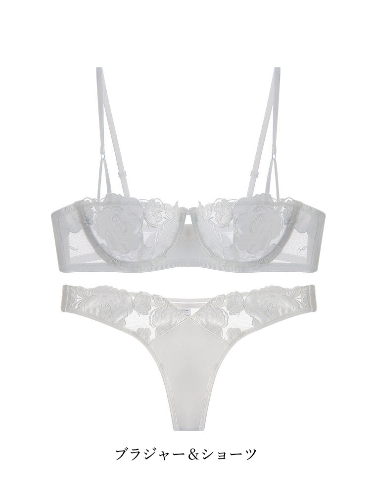 大人セクシー大花柄 ノンパテッドブラ 1/2カップ