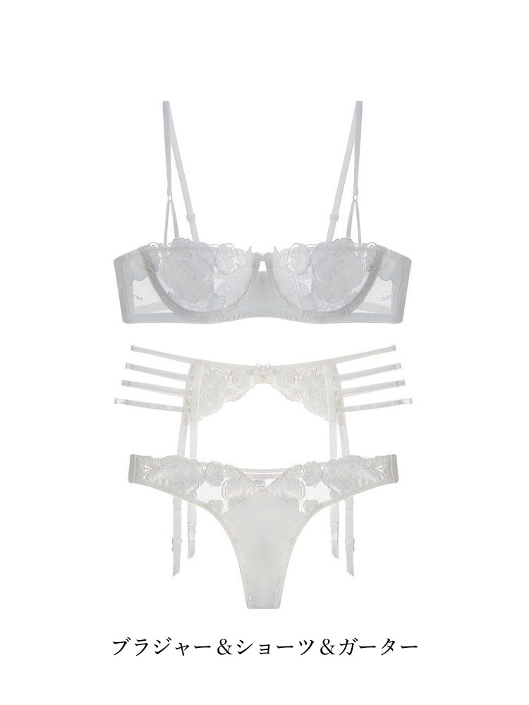 大人セクシー大花柄 ノンパテッドブラ 1/2カップ