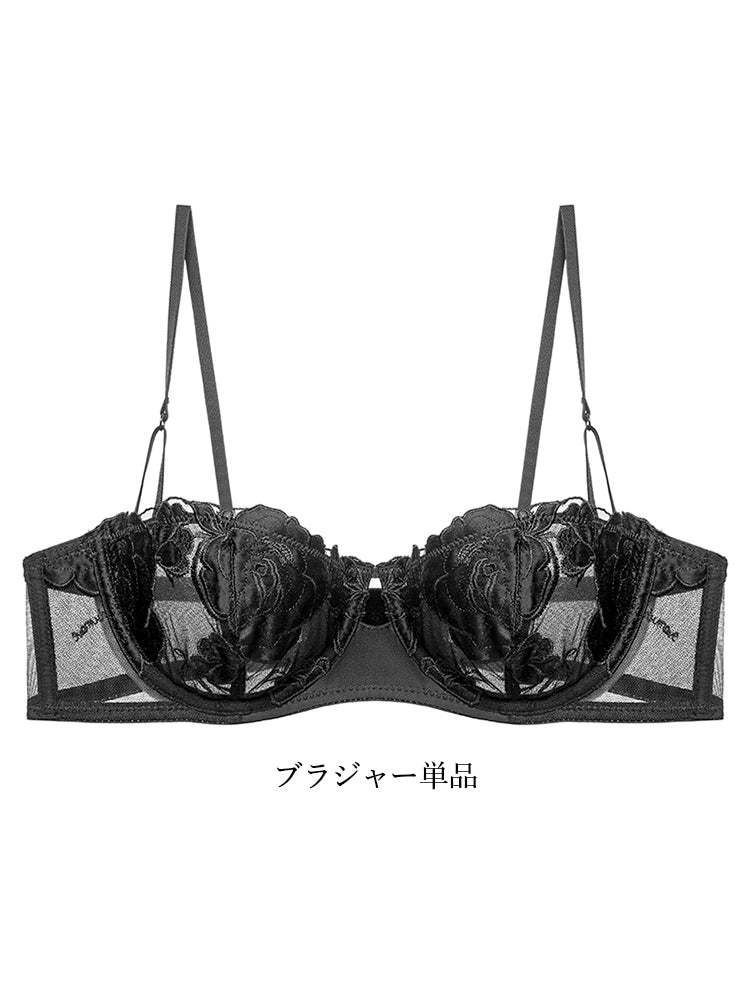 大人セクシー大花柄 ノンパテッドブラ 1/2カップ