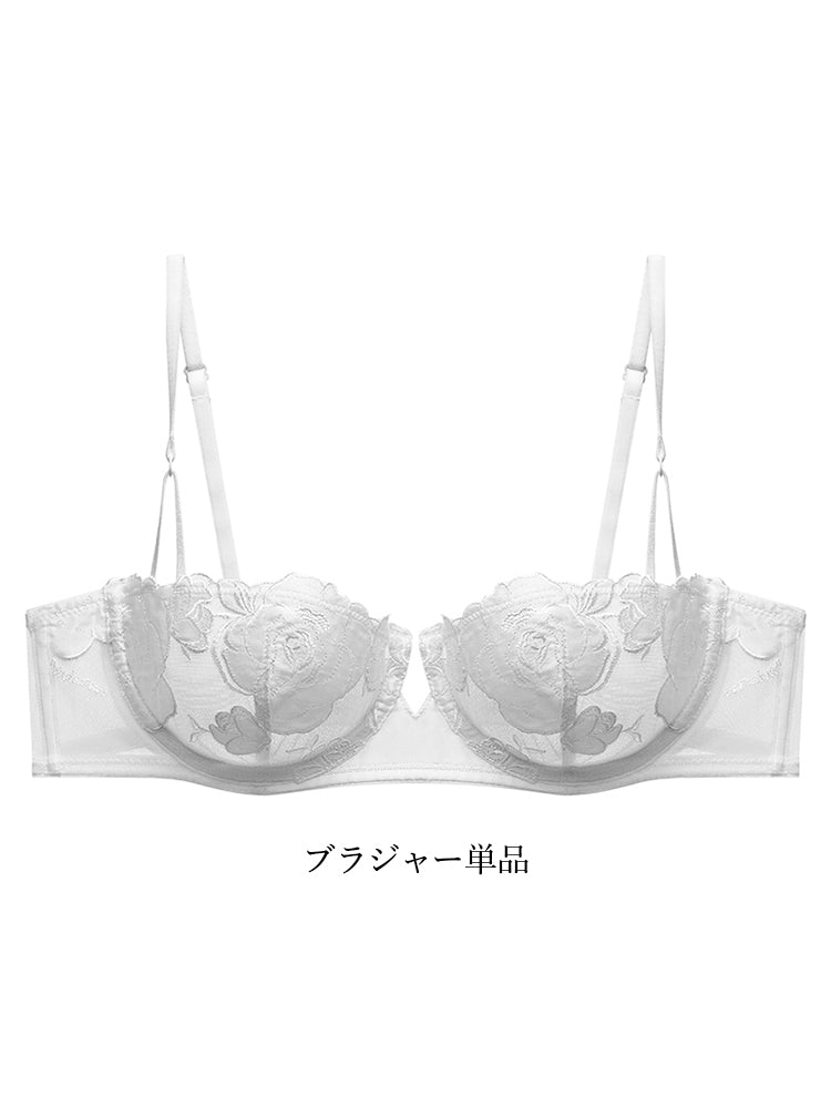 大人セクシー大花柄 ノンパテッドブラ 1/2カップ