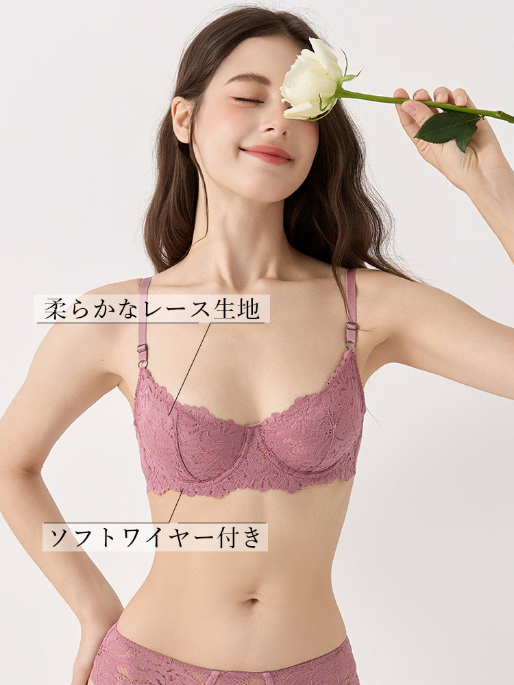 【ノンパテッド】軽い!柔らかい総レース下着セット