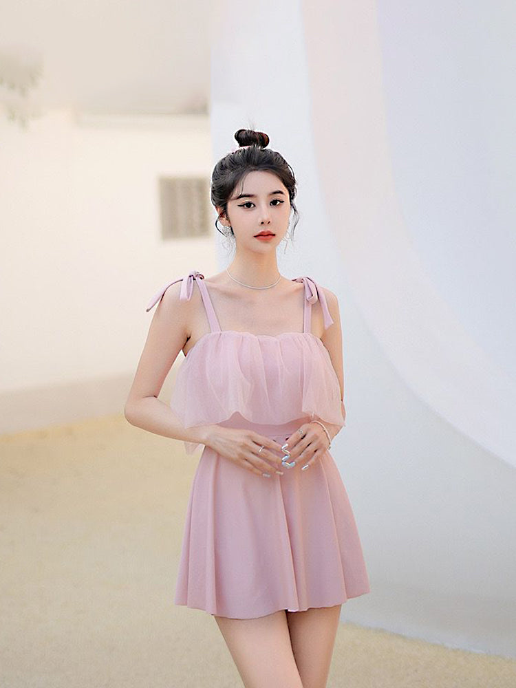 肩紐リボン仕様 お洋服っぽい水着