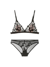 LIKEWILLOW ローズ刺繍 フランススタイルブラ&ショーツセット