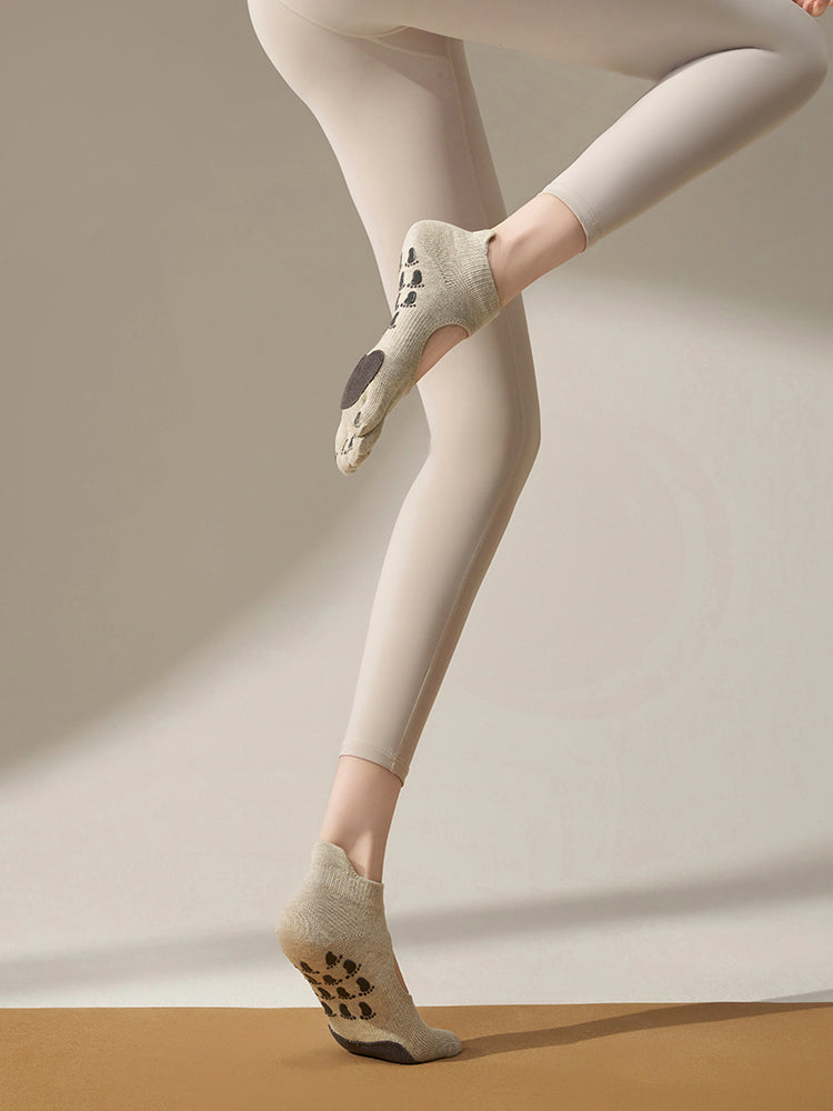 本革 滑り止める付き 甲あき 5本指ソックス