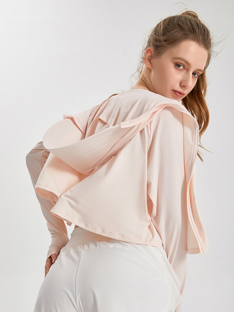 UPF50+ 接触冷感 吸湿速乾 サンバイザー付き 顔までカバー パーカー