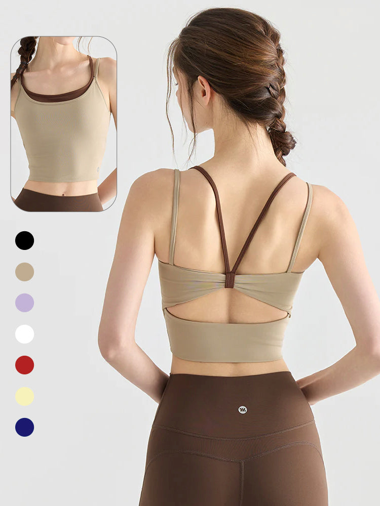 ダブルストラップ 配色 バックスタイル スポーツブラ