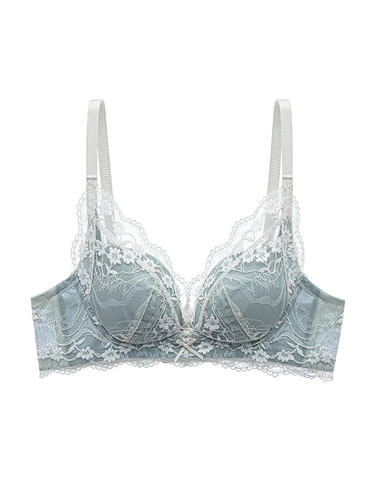 【ノンワイヤー盛れる】花柄総レース盛りブラ&ショーツ