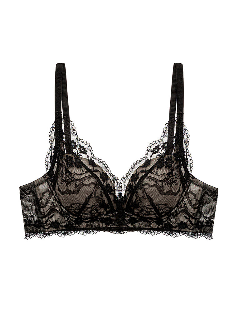 【ノンワイヤー盛れる】花柄総レース盛りブラ&ショーツ