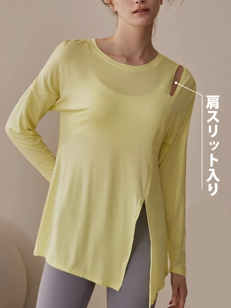ヨガ 長袖シャツ スリット