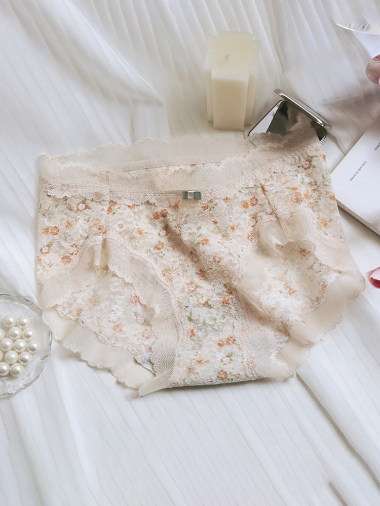 LIKEWILLOW 花柄 総レースショーツ はきこみ丈ふつう