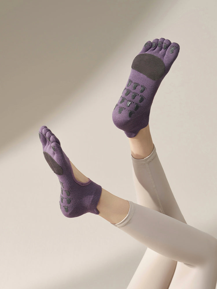 本革 滑り止める付き 甲あき 5本指ソックス