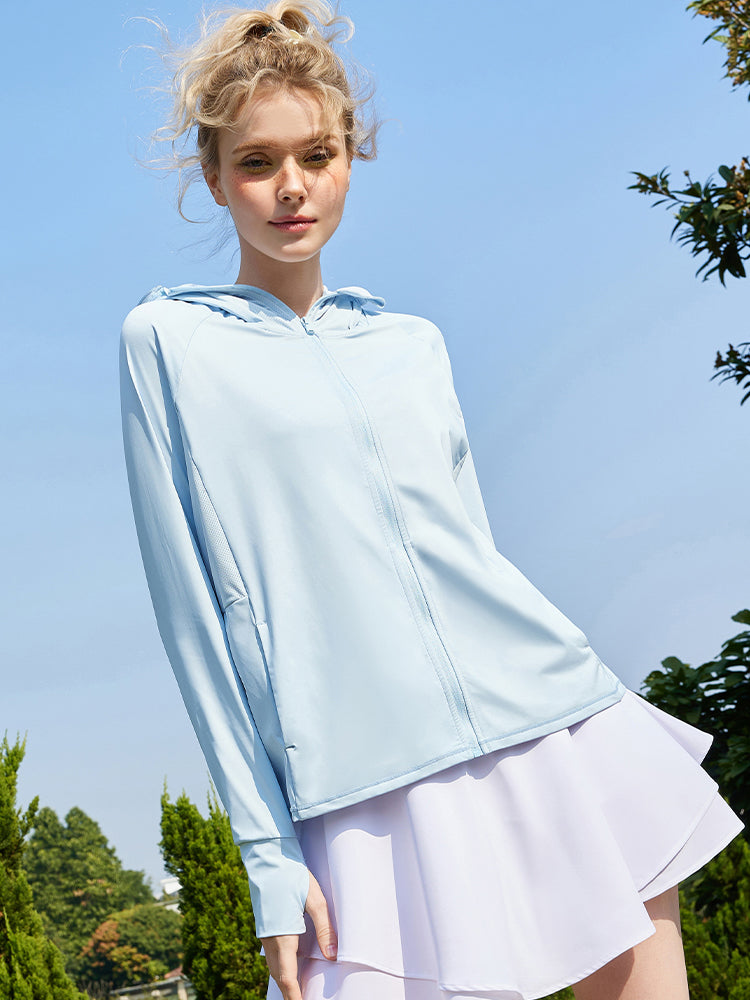 冷感 UV加工 サンバイザー付き 顔までカバー パーカー