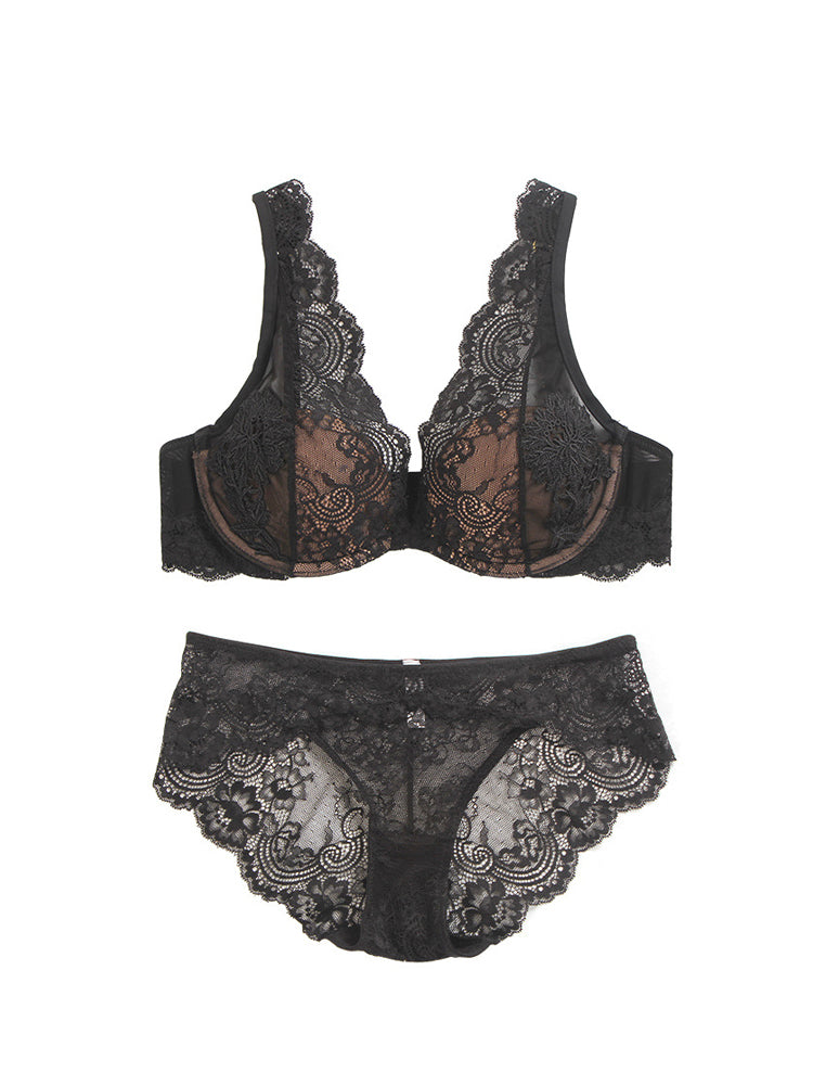 LIKEWILLOW 肩までレースブラ&ショーツ