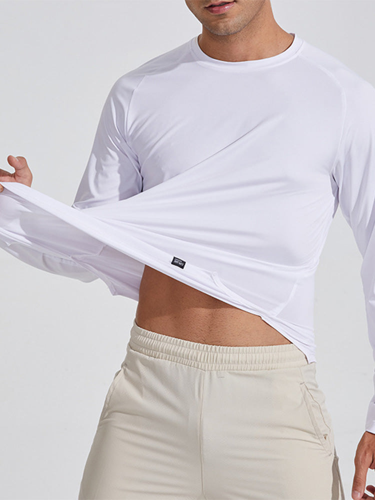 メンズ Tシャツ クルーネック タイト フィットネス 長袖