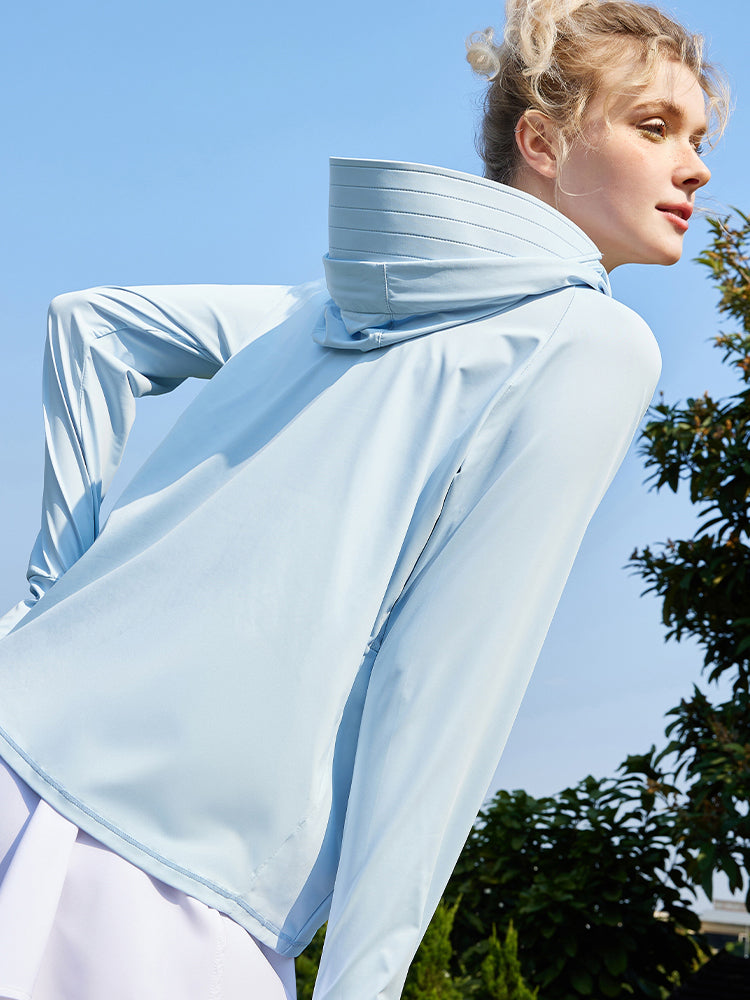 冷感 UV加工 サンバイザー付き 顔までカバー パーカー