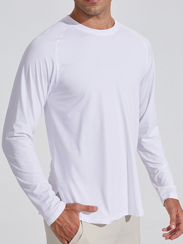 メンズ Tシャツ クルーネック タイト フィットネス 長袖