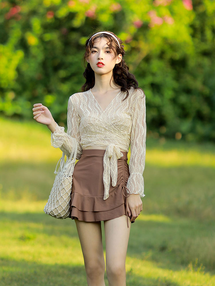 お洋服っぽい体型カバー水着上下4点セット