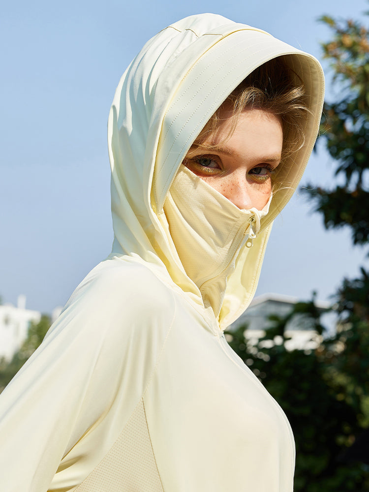 冷感 UV加工 サンバイザー付き 顔までカバー パーカー