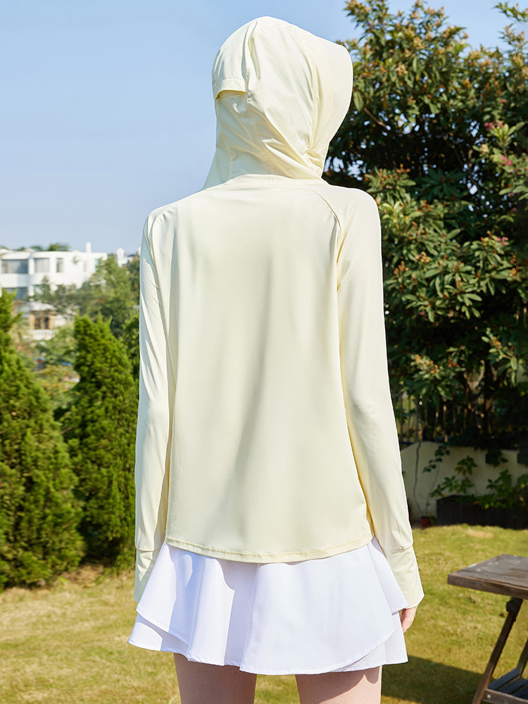 冷感 UV加工 サンバイザー付き 顔までカバー パーカー