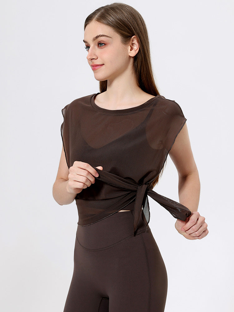 サイドスリットオーガンジ+スポーツブラ セット