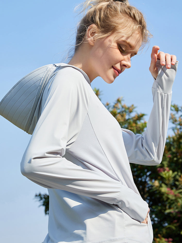 冷感 UV加工 サンバイザー付き 顔までカバー パーカー