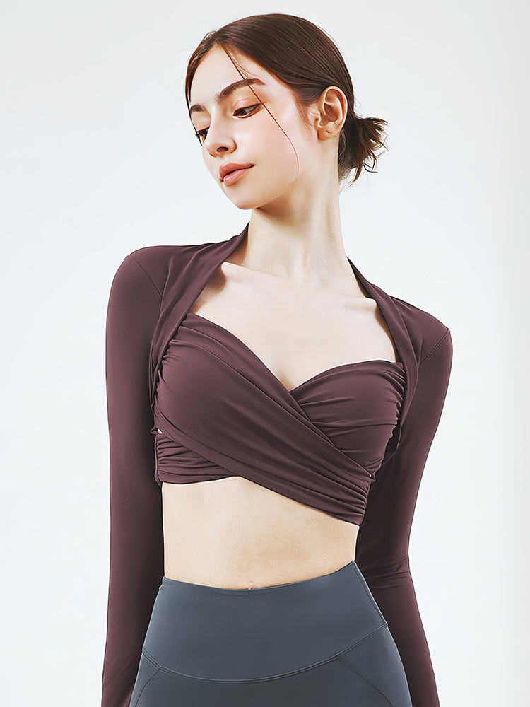 パット付き ヨガウェア ショート丈 フロントクロス