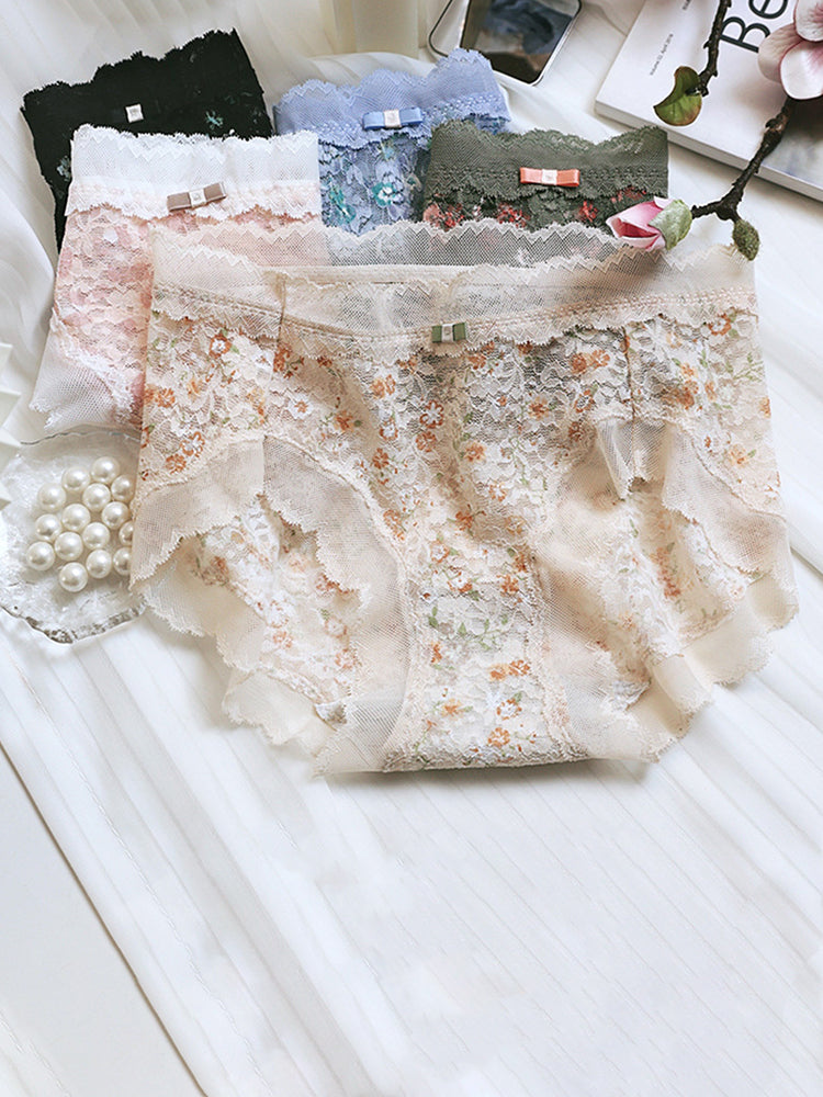 LIKEWILLOW 花柄 総レースショーツ はきこみ丈ふつう