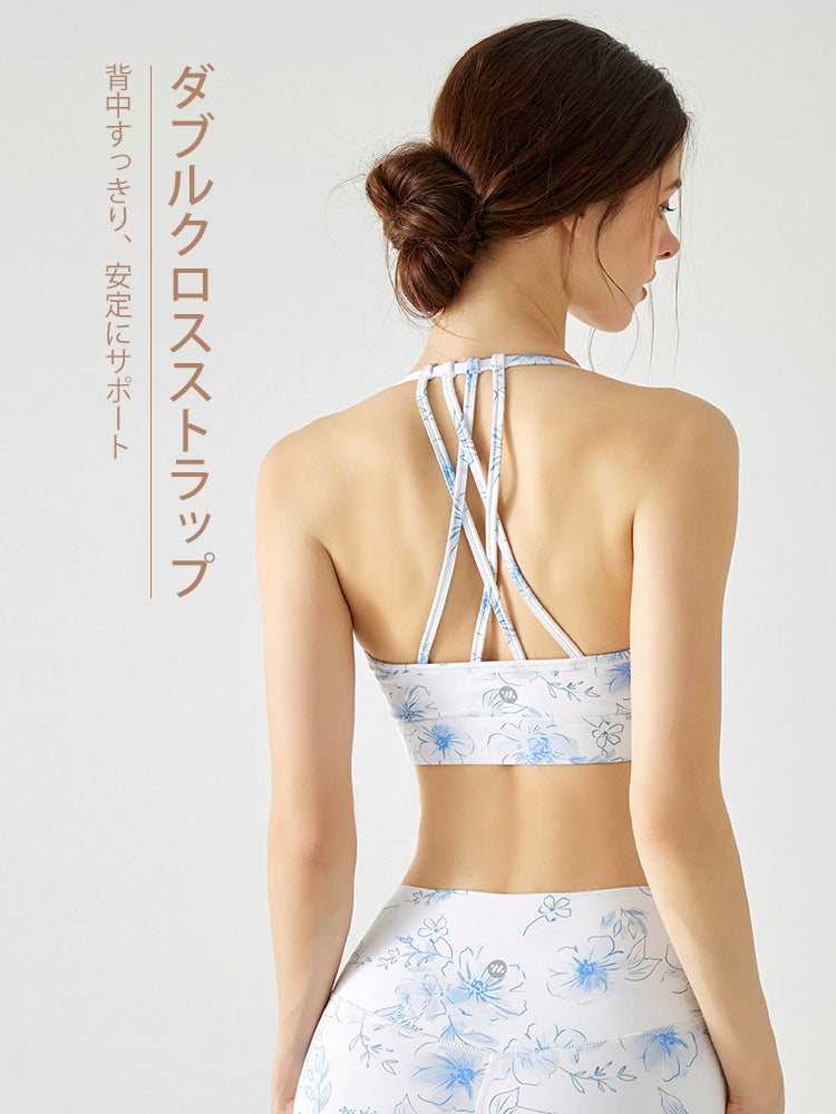 花柄 背中見せ ホルターネック ブラトップ