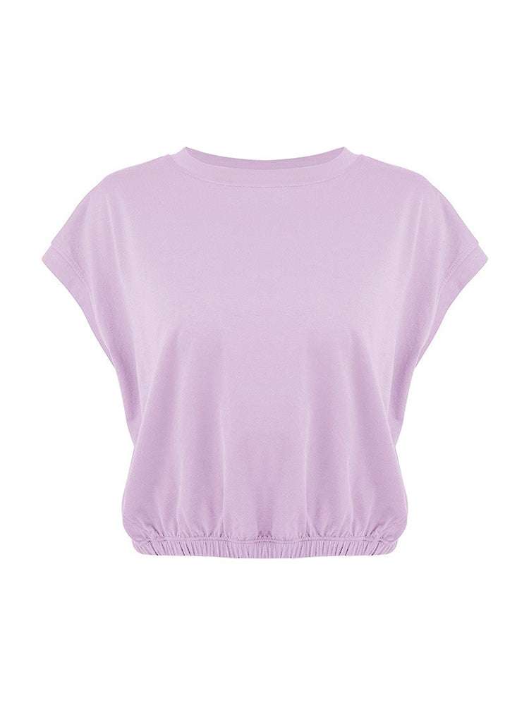 コットン100% クロップド丈 半袖Tシャツ
