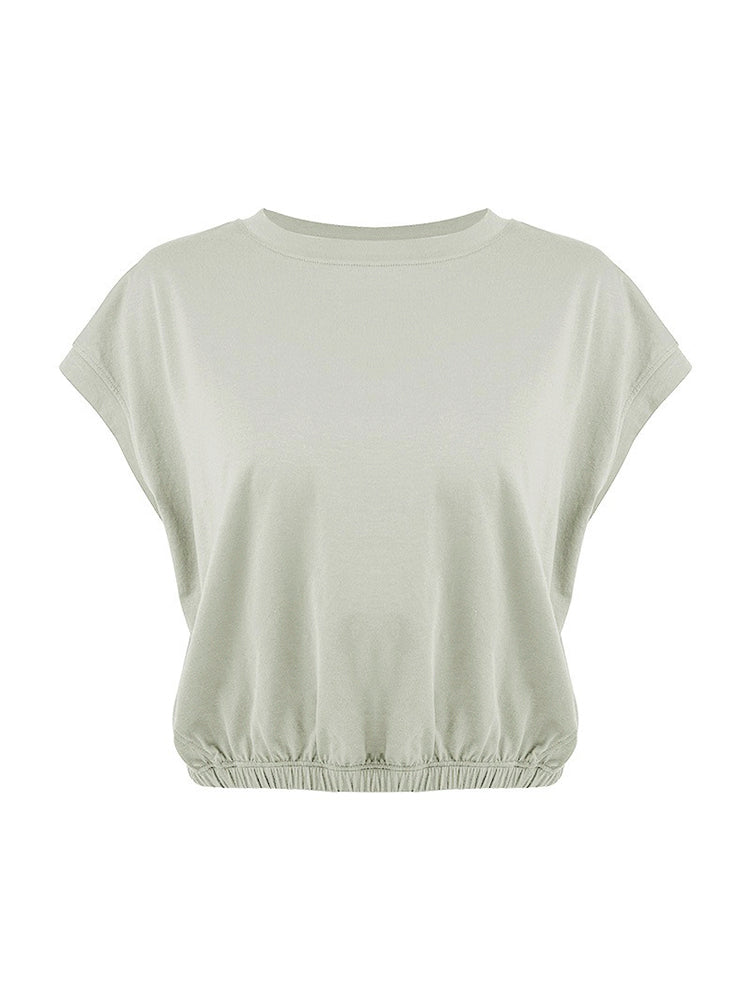 コットン100% クロップド丈 半袖Tシャツ