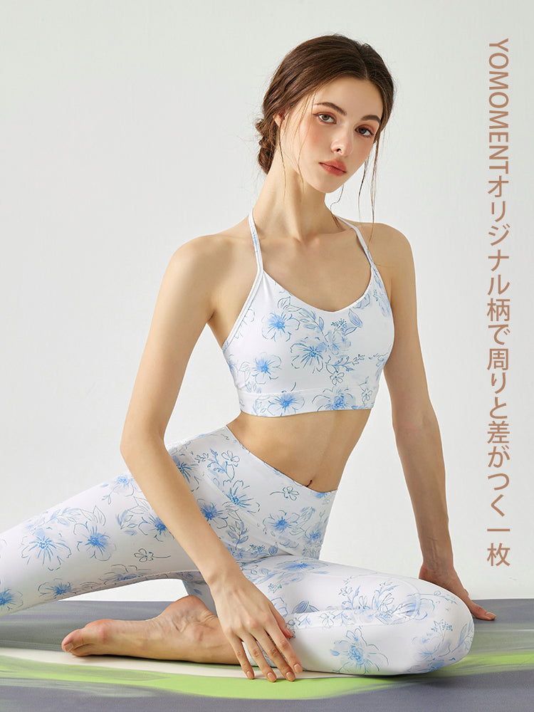 花柄 背中見せ ホルターネック ブラトップ