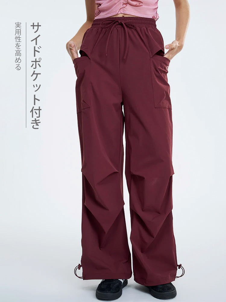 カジュアル ウエストゴム ワイドカーゴパンツ