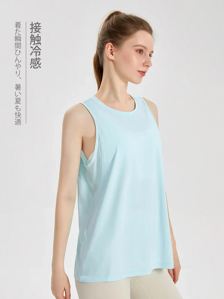 冷感 メッシュ切り替え uvカット ノースリーブ タンクトップ
