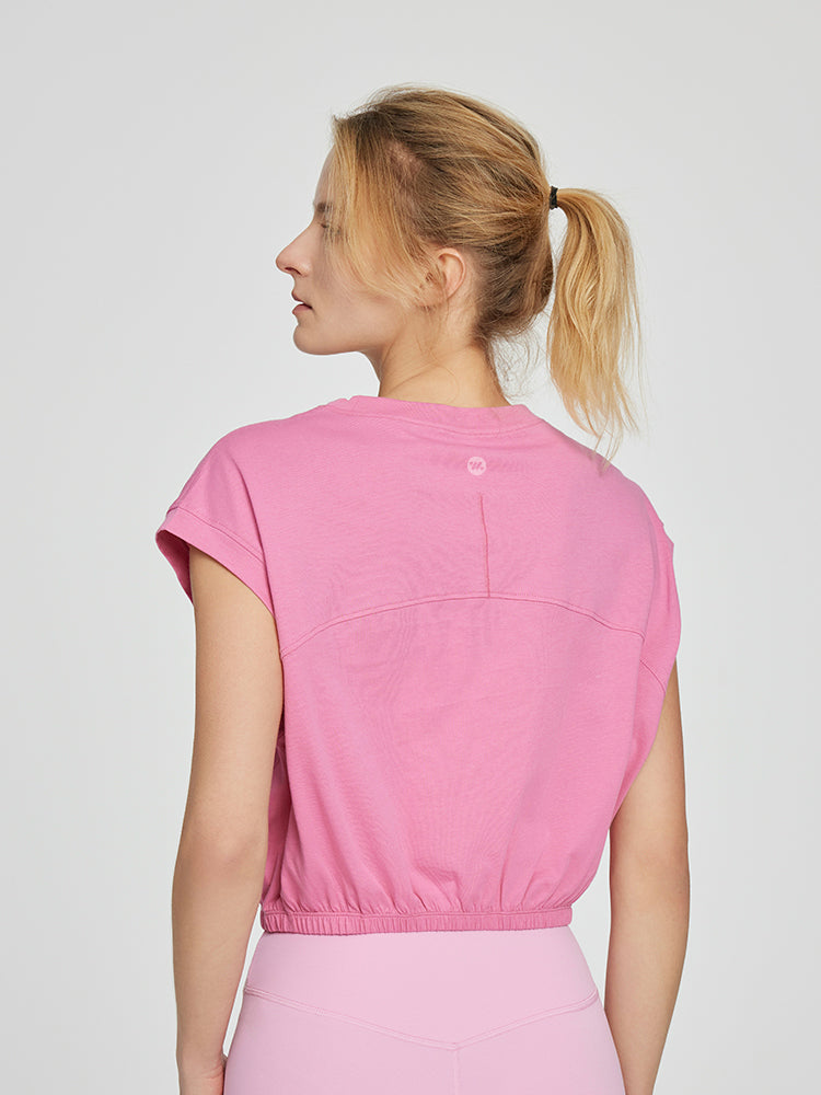 コットン100% クロップド丈 半袖Tシャツ