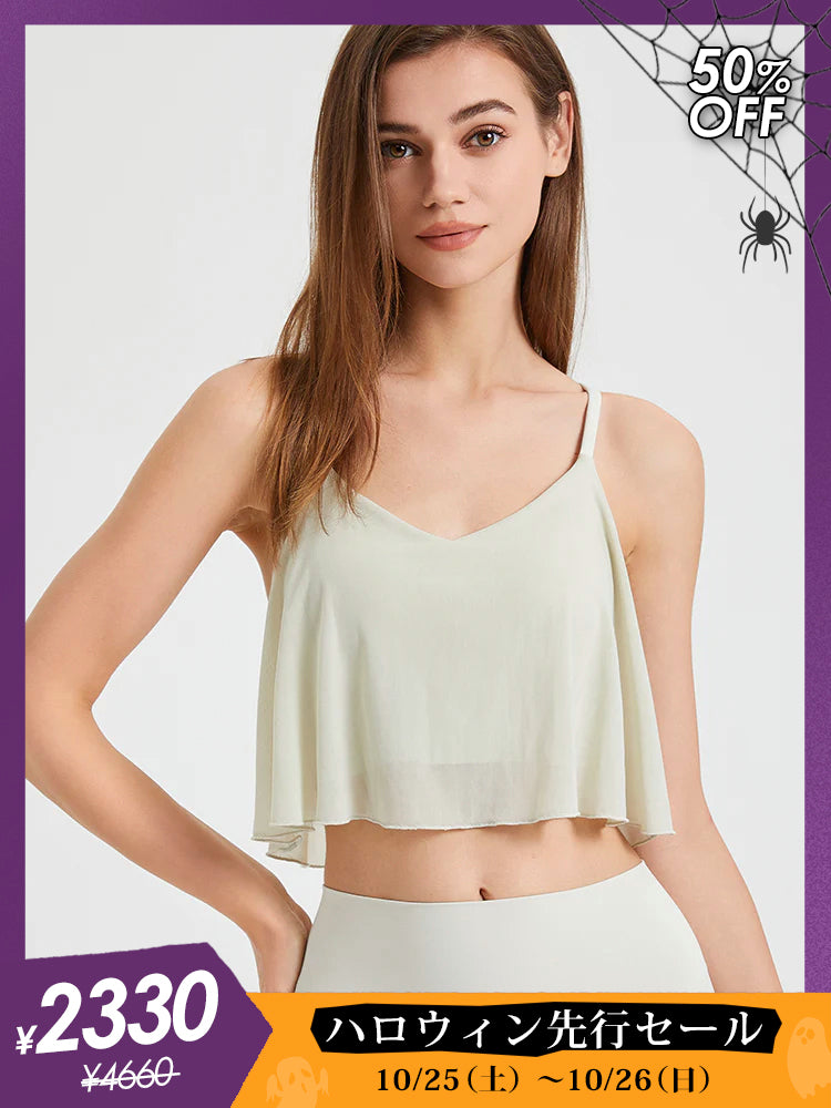 裾 フリル メッシュ キャミソール