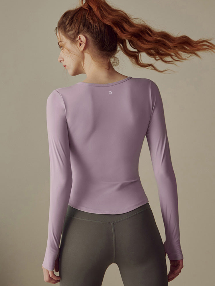 パッド付き長袖 ランドヘム 細身