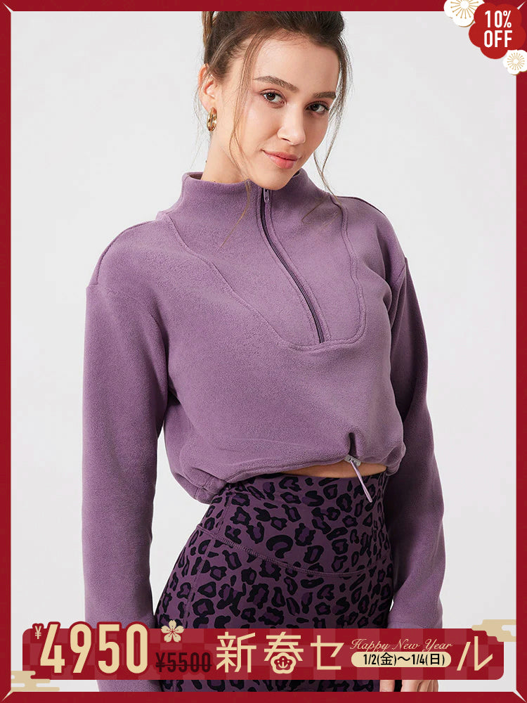 ハーフジップ 裏起毛スポーツスウェット 長袖