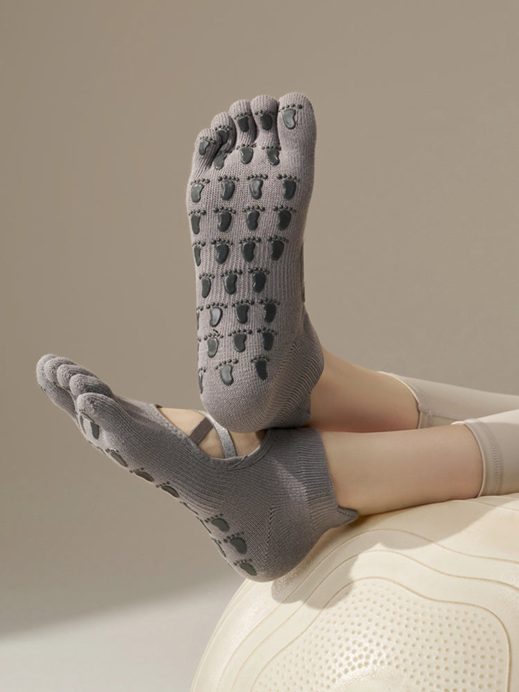 滑り止め付き 5本指ヨガソックス 甲あき 通気