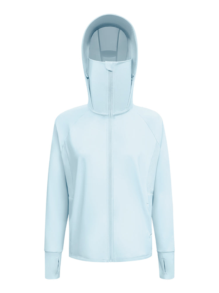 冷感 UV加工 サンバイザー付き 顔までカバー パーカー