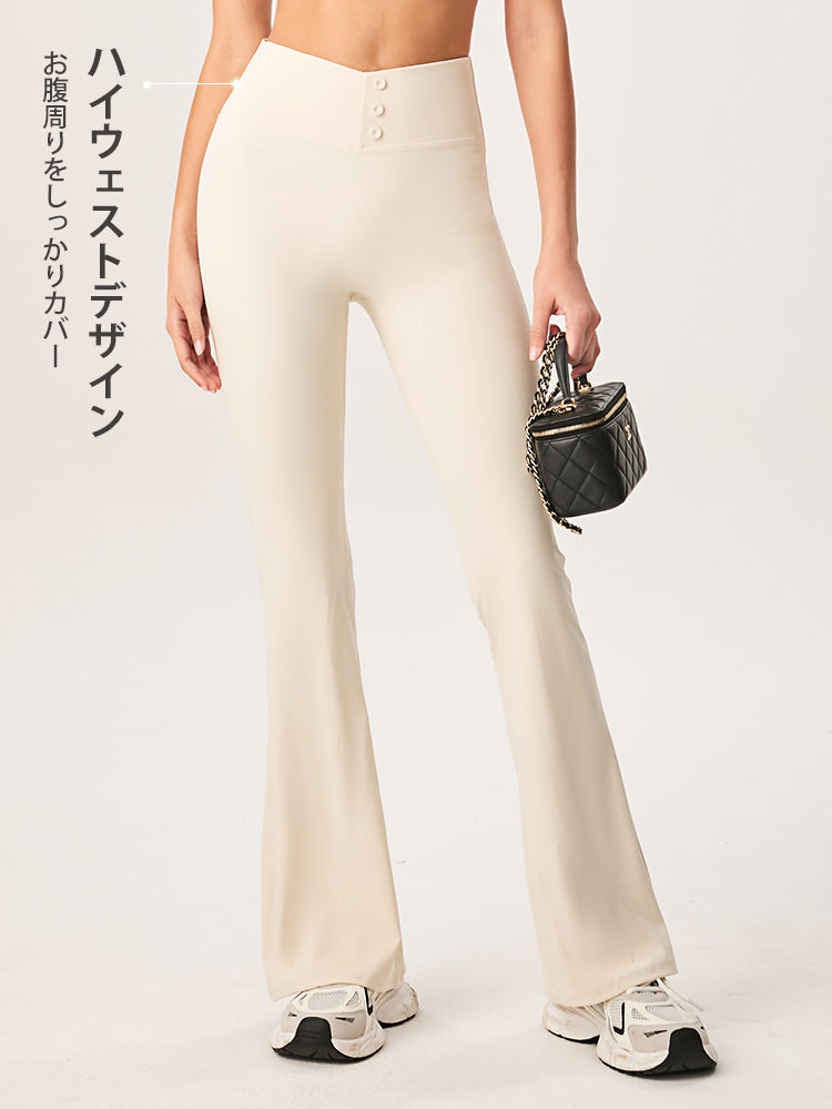 ハイウェスト フレアレギンス
