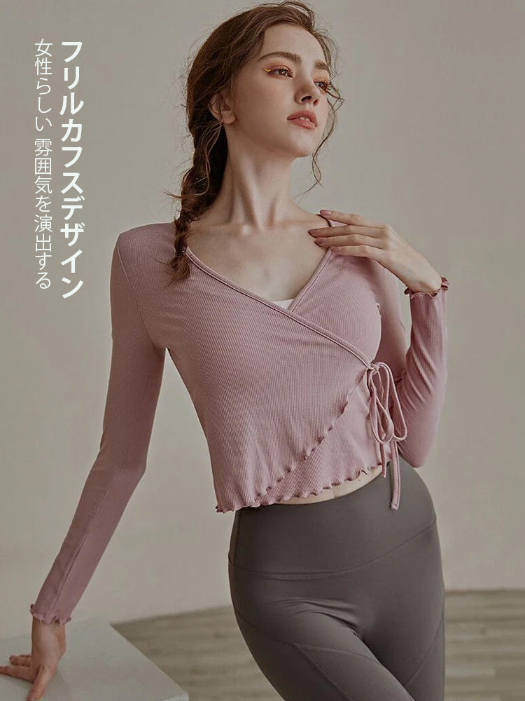 フリルカフス 速乾 羽織り ヨガトップ