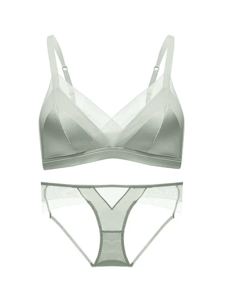 LIKEWILLOW 光沢感ワイヤレス 通気ブラ&ショーツ