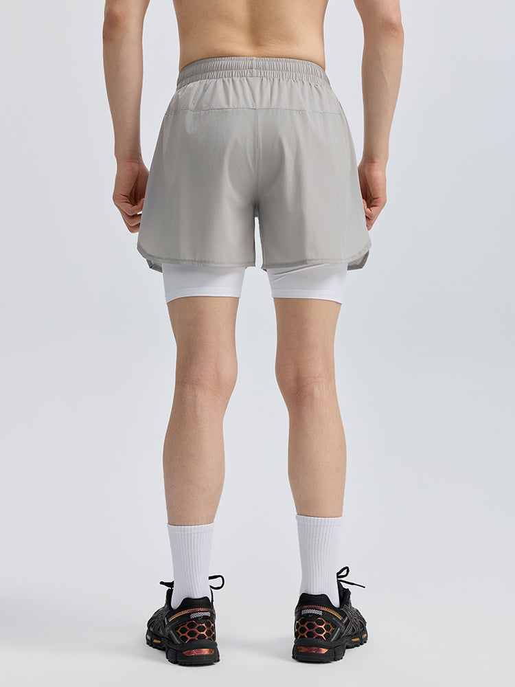 メンズ 2in1 メンズ ポケット付き ショートパンツ