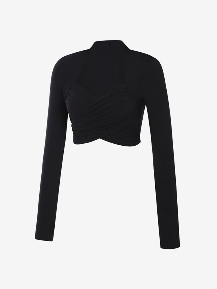 パット付き ヨガウェア ショート丈 フロントクロス